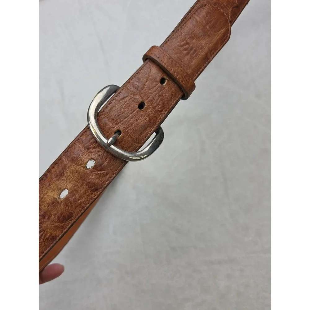 Tony Lama GL21228 Brown Leather Belt Men's Size 40 Western Silver Buckle USA